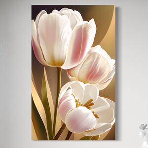 Tablou Canvas Premium LuxCanva® A1421, 3Tulip, Living, Lalele, Roz, Planta, Primavara, Dormitor, Decorativ, Culori Vibrante