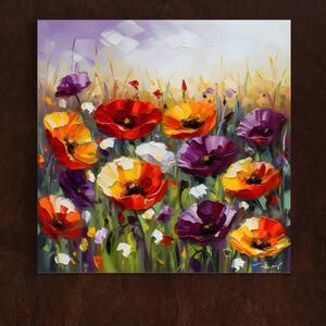 Tablou Canvas Premium LuxCanva® A1427, Campul Cu Flori , Dormitor, Maci, Colorat, Arta, Decorativ, Living, Culori Vibrante