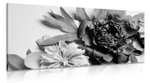 Tablou bujori în design alb-negru