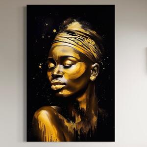 Tablou Canvas Premium LuxCanva® A1441, African Gold , Decorativ, Femeie, Picatura de Aur, Buze Aurii, Room, Culori Vibrante