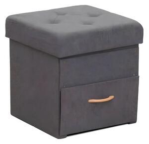 Taburet SULOT TYP 1, stofa clasica gri inchis, cu spatiu depozitare, 4
