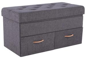 Taburet SULOT TYP 2, stofa clasica gri, cu spatiu depozitare, 84x42x43