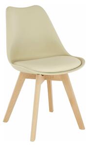 Scaun BALI 2 NEW, cappuccino vanilie/fag, piele ecologica/plastic/lemn