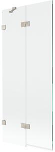 Mexen Lunar, paravan de cadă cu 2 aripi, stânga, 80 x 150 cm, sticlă transparentă, oțel periat, 897-080-100-97-00-L