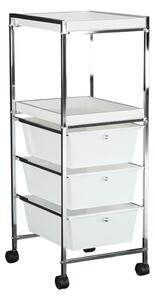 Carucior servire CORFU, alb/crom, plastic/metal, 31x37x86 cm