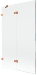 Mexen Lunar, paravan de cadă cu 2 aripi, stânga, 110 x 150 cm, sticlă transparentă, cupru mat, 897-110-100-65-00-L