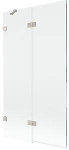 Mexen Lunar, paravan de cadă cu 2 aripi, stânga, 100 x 150 cm, sticlă transparentă, oțel periat, 897-100-100-97-00-L