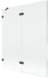 Mexen Lunar, paravan de cadă cu 2 aripi, stânga, 140 x 150 cm, sticlă transparentă, grafit, 897-140-100-66-00-L