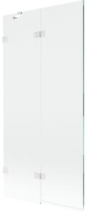 Mexen Lunar, paravan de cadă cu 2 aripi stânga 90 x 150 cm, sticlă transparentă, alb, 897-090-100-20-00-L