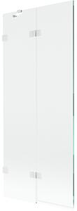 Mexen Lunar, paravan de cadă cu 2 aripi stânga 80 x 150 cm, sticlă transparentă, alb, 897-080-100-20-00-L