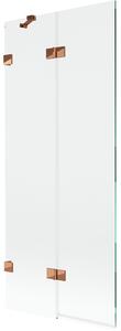 Mexen Lunar, paravan de cadă cu 2 aripi, stânga, 80 x 150 cm, sticlă transparentă, auriu-roz, 897-080-100-60-00-L