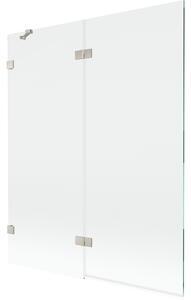 Mexen Lunar, paravan de cadă cu 2 aripi, stânga, 140 x 150 cm, sticlă transparentă, oțel periat, 897-140-100-97-00-L