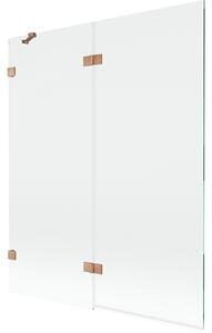 Mexen Lunar, paravan de cadă cu 2 aripi, stânga, 140 x 150 cm, sticlă transparentă, cupru mat, 897-140-100-65-00-L