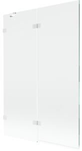 Mexen Lunar, paravan de cadă cu 2 aripi stânga 120 x 150 cm, sticlă transparentă, alb, 897-120-100-20-00-L
