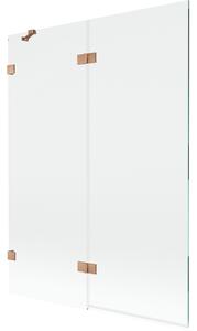 Mexen Lunar, paravan de cadă cu 2 aripi, stânga, 130 x 150 cm, sticlă transparentă, cupru mat, 897-130-100-65-00-L