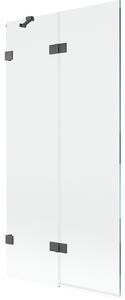 Mexen Lunar, paravan de cadă cu 2 aripi stânga 90 x 150 cm, sticlă transparentă, grafit, 897-090-100-66-00-L