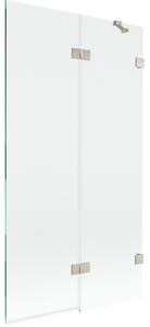Mexen Lunar, paravan de cadă cu 2 aripi, dreapta, 100 x 150 cm, sticlă transparentă, oțel periat, 897-100-100-97-00-P