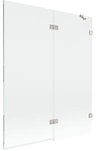 Mexen Lunar, paravan de cadă cu 2 aripi, dreapta, 140 x 150 cm, sticlă transparentă, oțel periat, 897-140-100-97-00-P