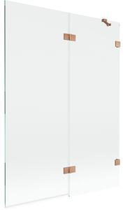 Mexen Lunar, paravan de baie cu 2 aripi dreapta 130 x 150 cm, sticlă transparentă, cupru mat, 897-130-100-65-00-P