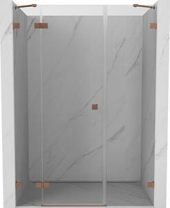 Ușă de duș Mexen Lunar, cu balamale pe stânga, 120 cm, sticlă transparentă de 8 mm, profil mat cupru, 834S-120-050-65-00-L