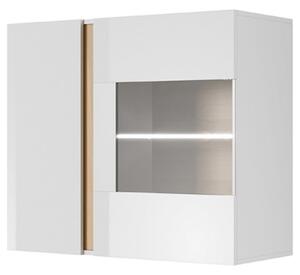 Vitrina CITY, alb/stejar, PAL melaminat/sticla, 97x40x83 cm