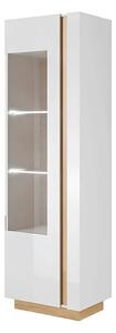Vitrina CITY, alb/stejar, PAL melaminat/sticla, 60x40x194 cm