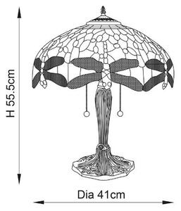 Endon 64085 - Lampă de masă Tiffany DRAGONFLY, 2xE27/60W/230V, diam. 41 cm