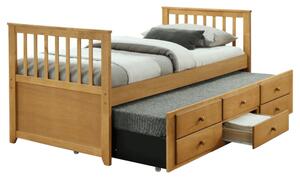 Pat extensibil pentru copii AUSTIN NEW 90x200, stejar, cu somiere si 3