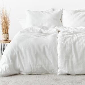 Goldea lenjerie de pat de inul de exclusiv - model 002 - alb 140 x 220 și 70 x 90 cm