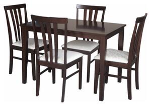 Set masa si 4 scaune LESLIE NEW, wenge/crem, lemn/material textil