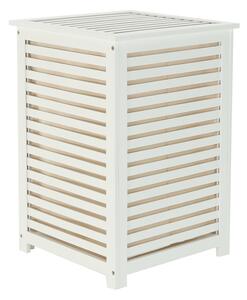 Cos de rufe BASKET, alb, bambus/material textil, 40x40x58 cm