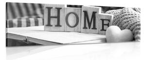 Tablou cu inscripție Home și natura moartă în design alb-ngru