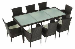 Set gradina MENIBOR, maro/bej, ratan artificial/sticla temperata/otel