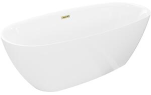 Mexen Luvo Slim, cadă de baie independentă 170 × 75 cm, alb lucios, preaplin auriu lucios, 52801707500-50