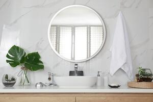 Oglinda rotunda pentru baie cadru alb fi 40 cm