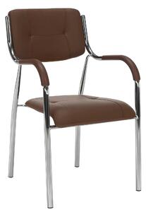 Scaun conferinta ILHAM, piele ecologica/metal, maro, 52x55x85 cm