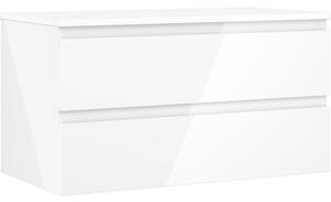 Mexen Orio, mobilier de baie 90 cm cu blat, 2 sertare, alb lucios, 91A10-09047-2-BFFC00