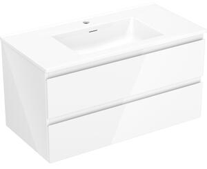 Mexen Orio, mobilier de baie 90 cm cu lavoar Otis, 2 sertare, alb lucios, 91A10-09047-2-BFF00-W18M00