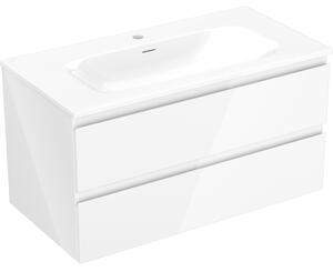 Mexen Orio, mobilier baie 90 cm cu lavoar Vela, 2 sertare, alb lucios, 91A10-09047-2-BFF00-W23M00