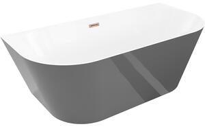 Mexen Oval Slim, cadă de baie independentă lângă perete, 170 x 80 cm, alb-gri, preaplin auriu-roz, 52661708062-60