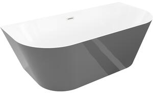 Mexen Oval Slim, cadă de baie independentă lângă perete, 170 x 80 cm, alb-gri, preaplin din oțel, 52661708062-97