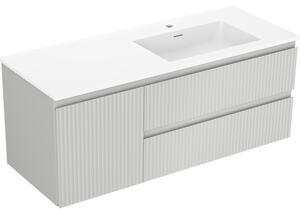 Mexen Rivel, mobilier baie 120 cm cu lavoar Otis dreapta, 2S, 1D, canelat, gri/alb mat, 91A23-12047-3-BBFFF62-W18P01