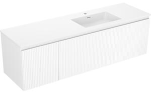 Mexen Rivel, mobilier baie 160 cm cu lavoar Otis dreapta, 1S, 1D, canelat, alb mat, 91A23-16047-3-BBFF01-W18P01