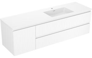 Mexen Rivel, mobilier baie 160 cm cu lavoar Otis dreapta, 2S, 1D, canelat, alb mat, 91A23-16047-3-BBFFF01-W18P01