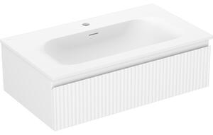 Mexen Rivel, mobilier de baie 80 cm cu lavoar Vela, 1 sertar, canelat, alb mat, 91A20-08023-1-BF01-W23M01