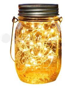 Lampa solara LED, tip borcan decorativ, 25 lm, baterie 600mAh, 13 cm, transparent