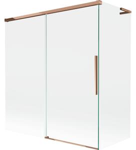 Mexen Rox, paravan de baie glisant cu 2 aripi, L, 150 + 70 x 150 cm, sticlă transparentă de 8 mm, profil auriu-roz, 8C9L-150-070-60-00