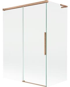 Mexen Rox, paravan cadă cu 2 aripi, tip L, 120 + 70 x 150 cm, sticlă transparentă de 8 mm, profil mat cupră, 8C9L-120-070-65-00