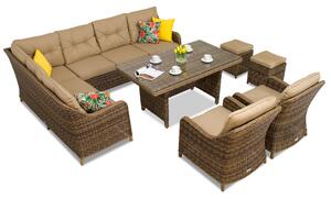 Mobilier de grădină Toledo Comida 7 cu pufuri maro Garden Point