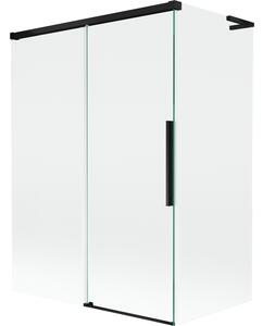 Mexen Rox, paravan cadă cu 2 aripi, tip L, 120 + 70 x 150 cm, sticlă transparentă de 8 mm, profil negru mat, 8C9L-120-070-70-00